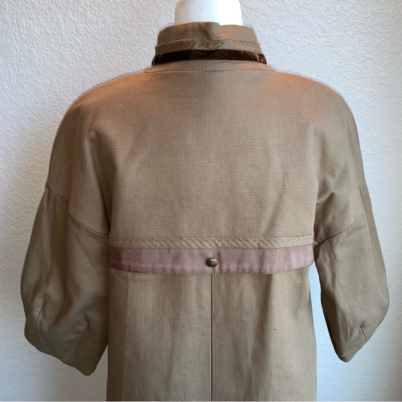 New BCBGMaxAzria $398 Long Lined Military Belted Tan Coat Jacket Medium RARE - Picture 13 of 15